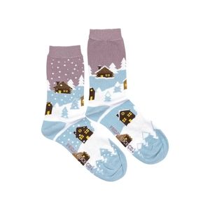 Women's Socks | Snowy Village | Mismatched Socks